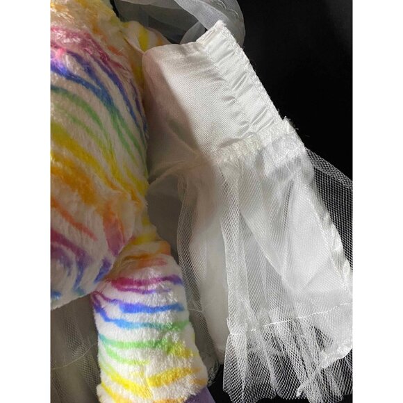 Build A Bear Rainbow Zebra Plush Bride Wedding Dress, Veil, Garter Belt BAB - Picture 12 of 15